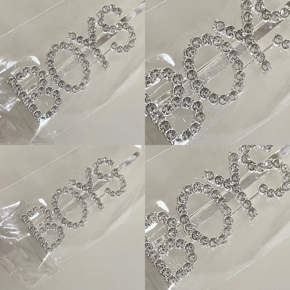 Crystal Rhinestone Studded Metal Hair Pin Accessory “BOYS”